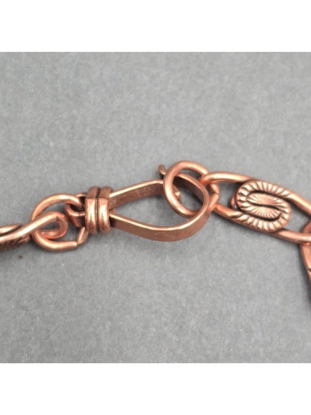Vintage Sunbell Copper Turquoise Bracelet 7.5" Southwestern Snail Link Boho - Picture 3 of 12